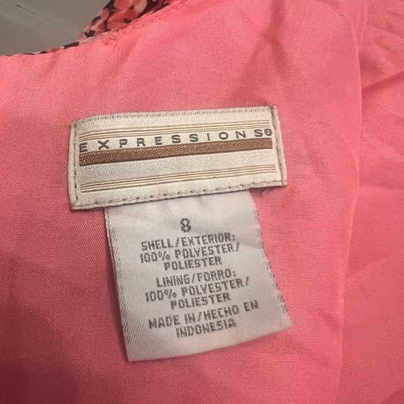 VTG Y2K Expressions Pink Ditzy Floral Dress Size 8 Midi 90s Feminine Romantic - Picture 4 of 7